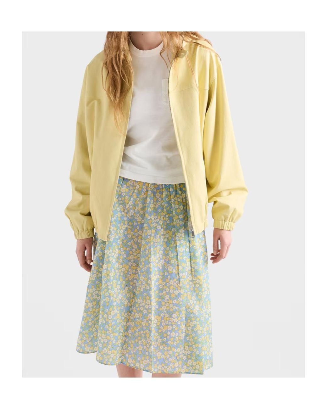 Prada Yellow Hooded Nappa Leather Jacket