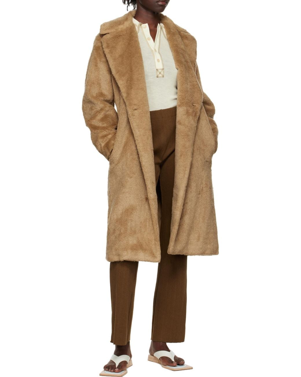 Vince Brown Ribbed Flared-Leg Trousers