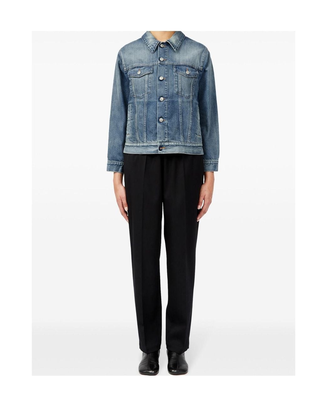 MM6 by Maison Margiela Blue Denim Distressed Jacket