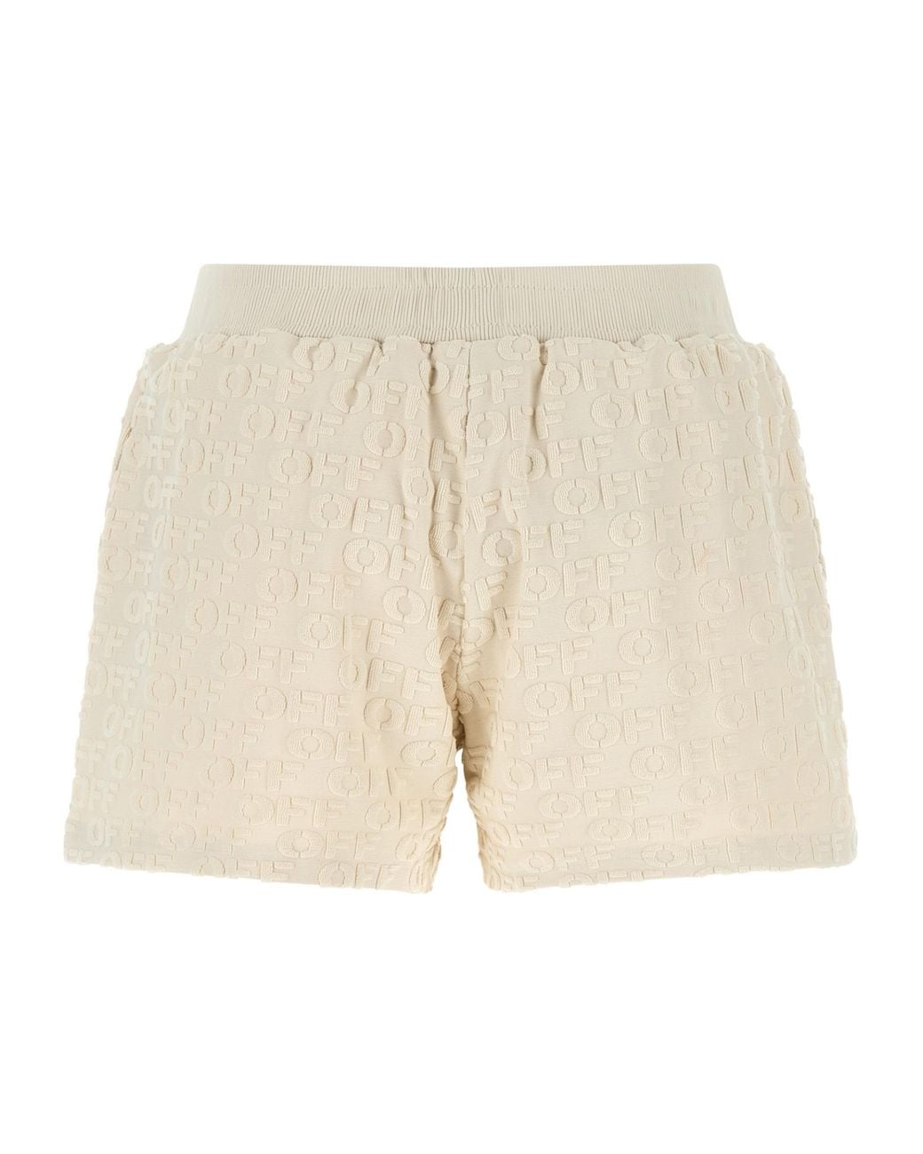 Off-White c/o Virgil Abloh Natural Terry Off Logo Detailed Shorts