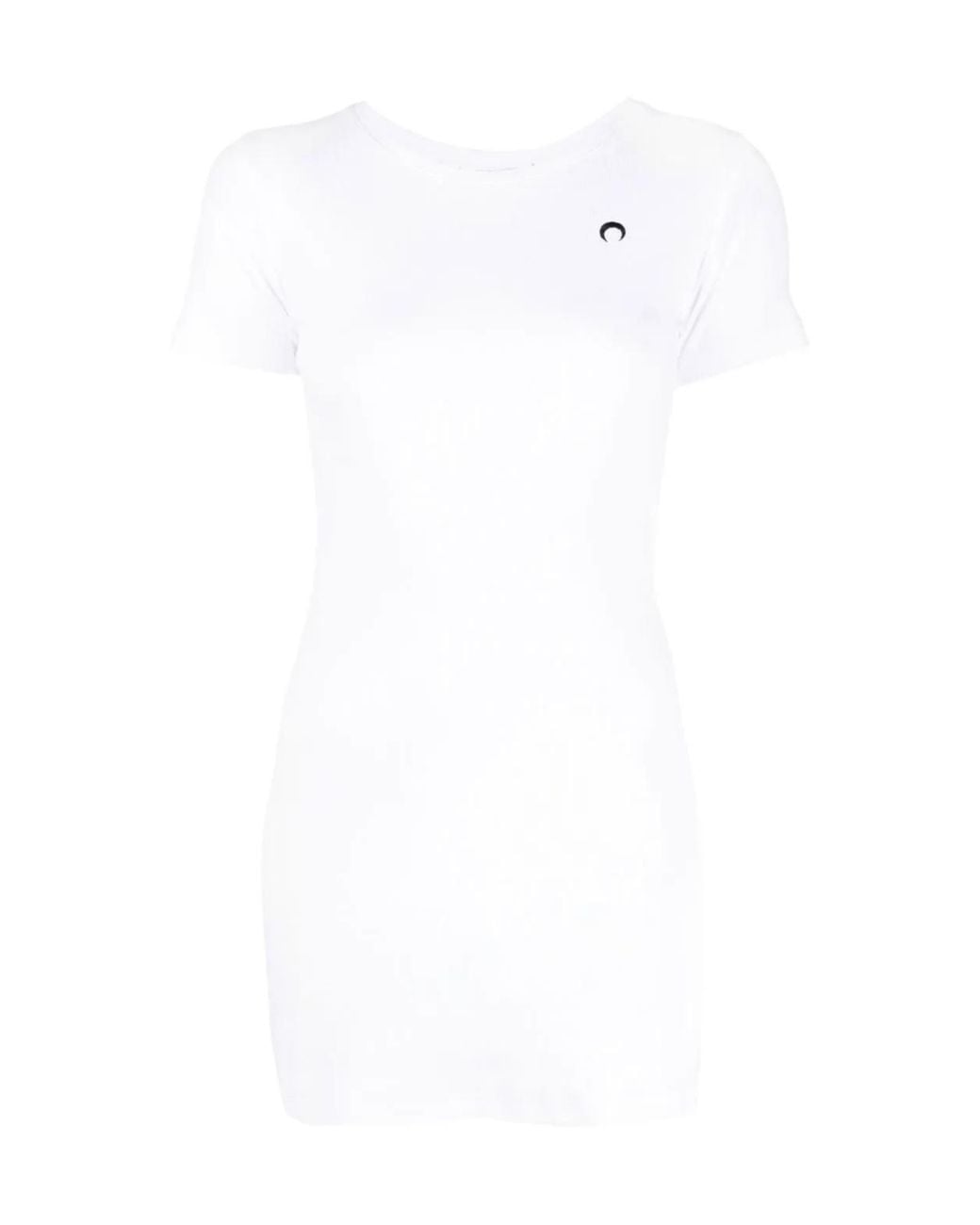 MARINE SERRE White Ribbed T-Shirt Dress