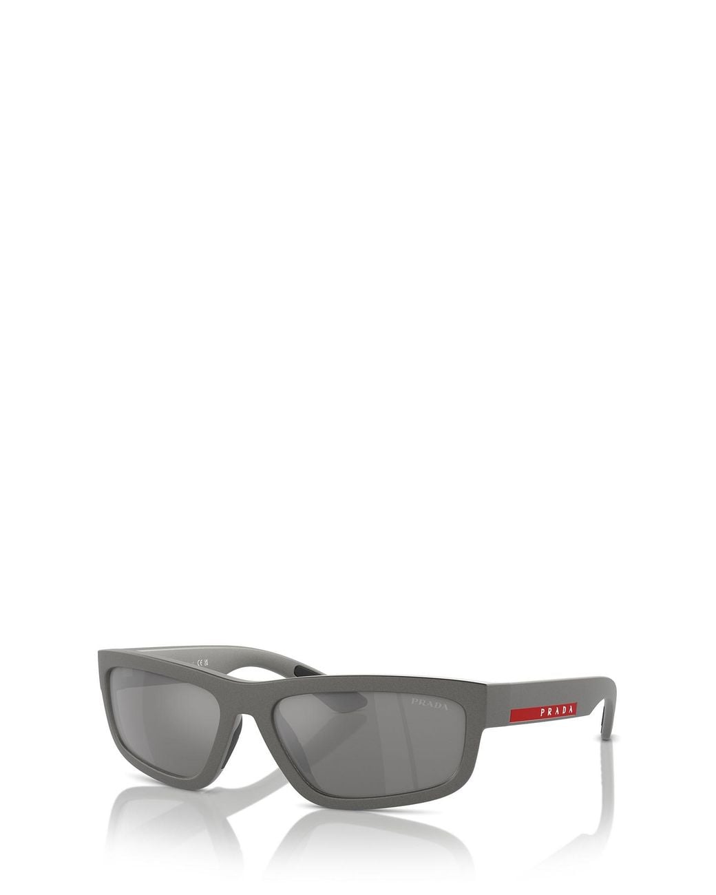 Prada Linea Rossa Gray Prada Eyewear Rectangular Frame Sunglasses for men