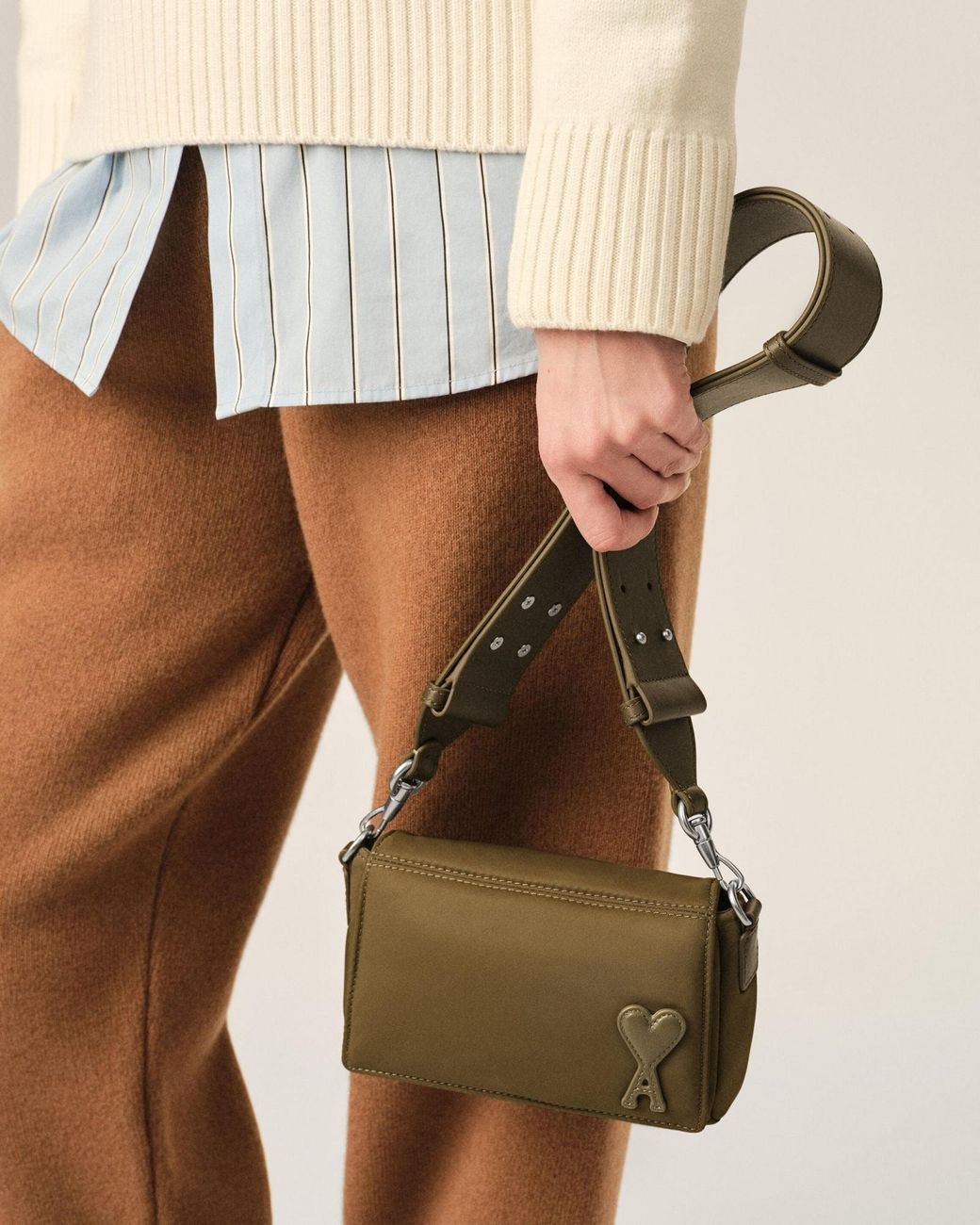 AMI White Nylon Marcel Lunch Box Bag for men
