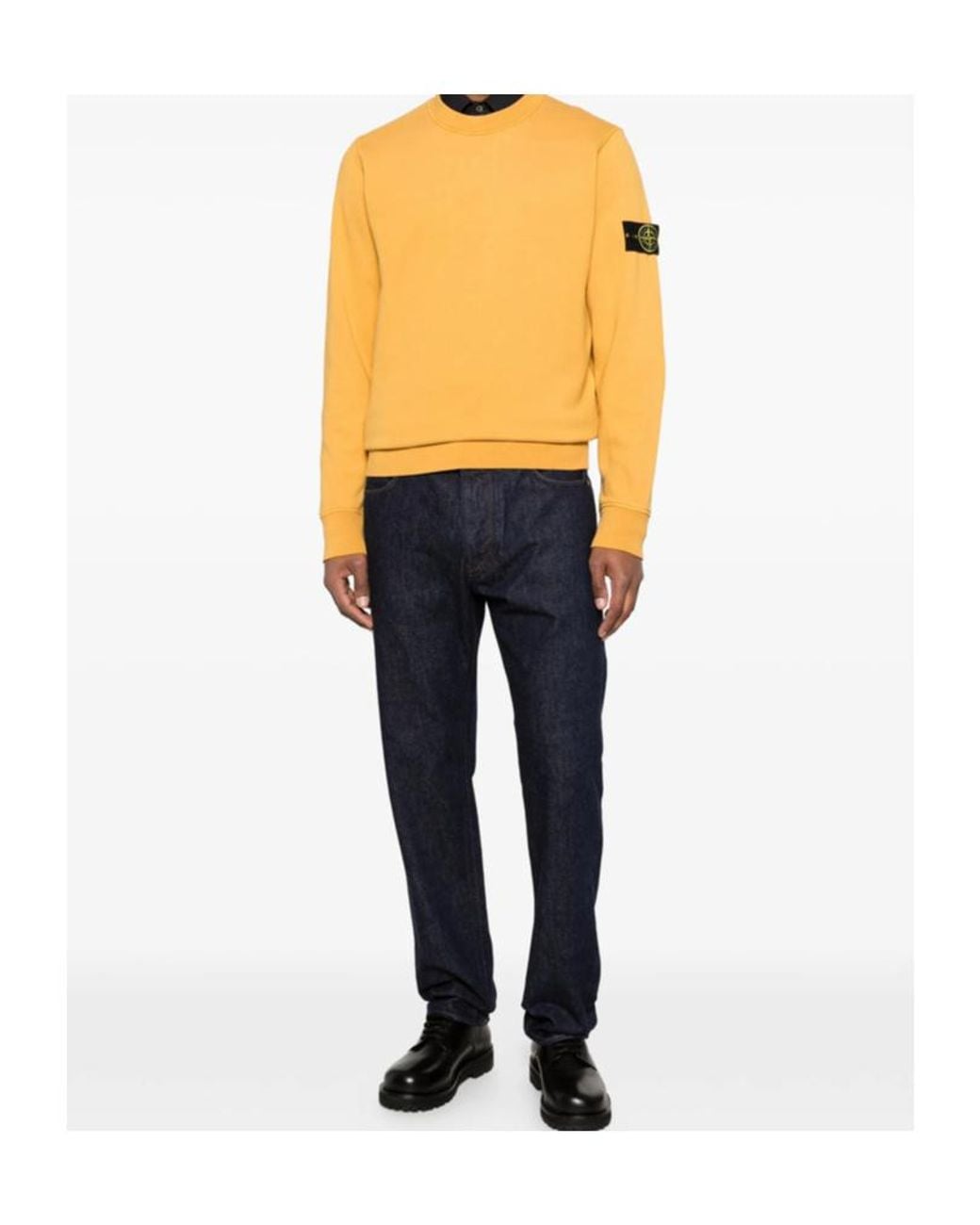 Stone Island Orange Logo Patch Crewneck Sweatshirt for men