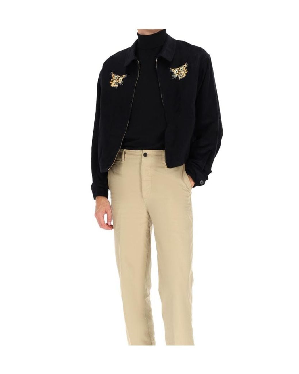 Visvim Black Embroidered Zipped Jacket for men