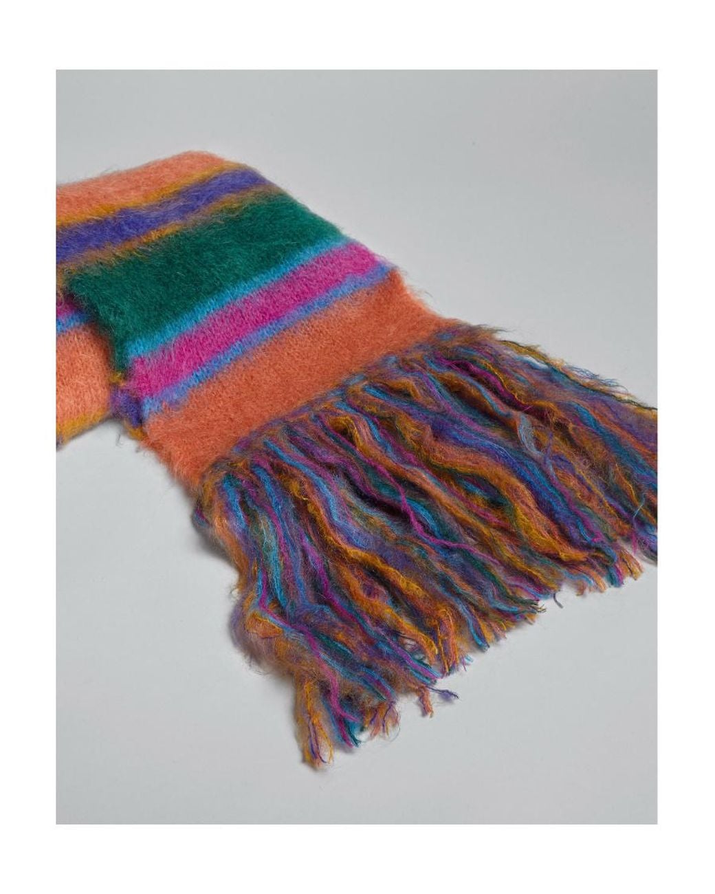 Marni Red Fringed Striped Scarf for men