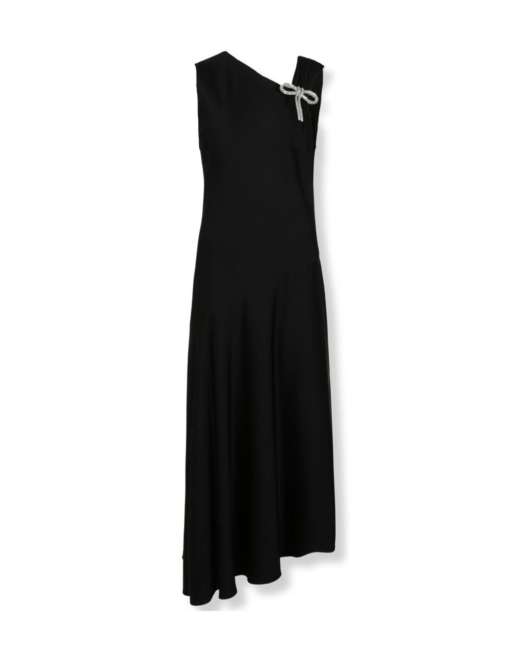 Jil Sander Black Envers Asymmetric Satin Evening Dress