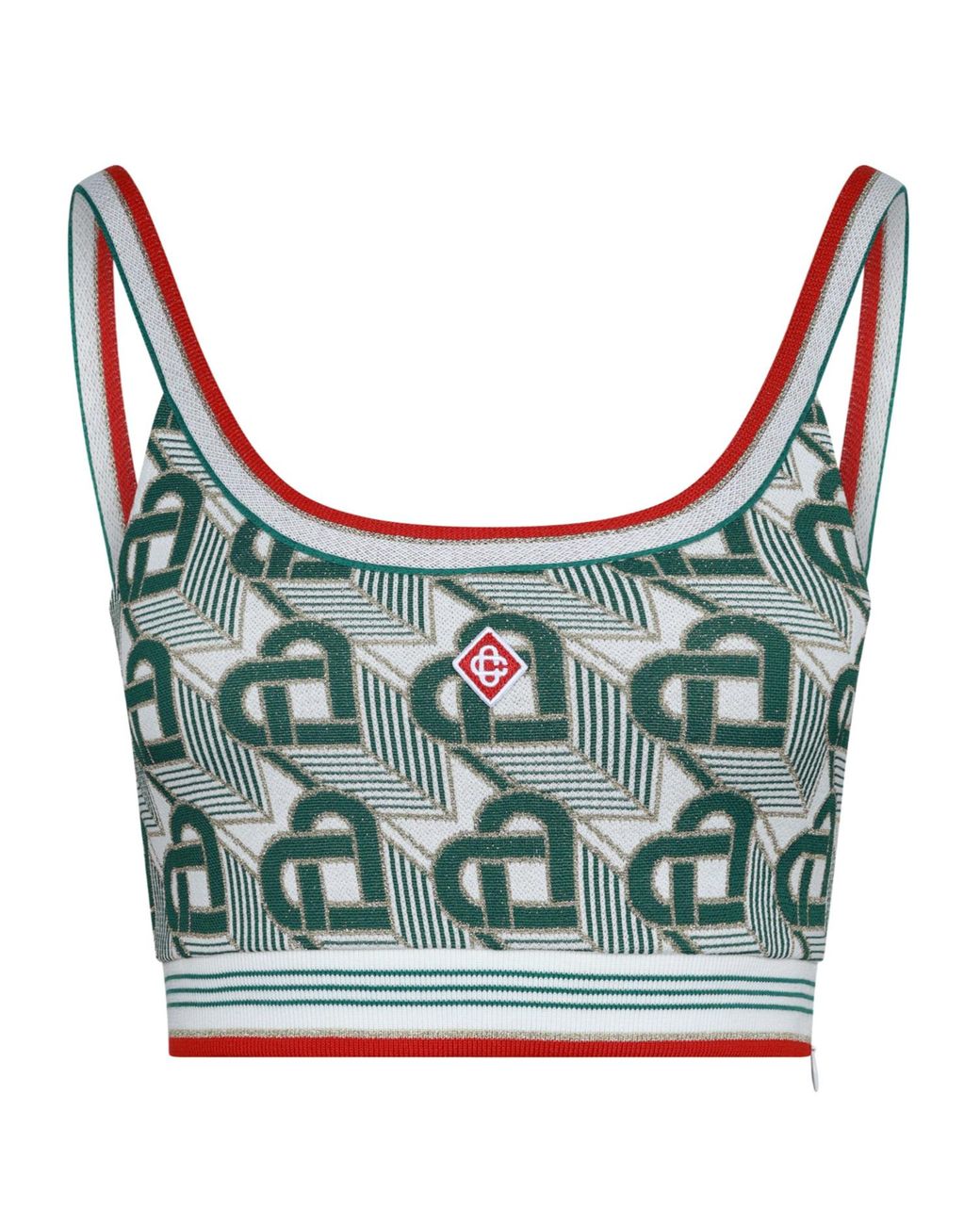 Casablanca Blue Vintage Jacquard Camisole Crop Top
