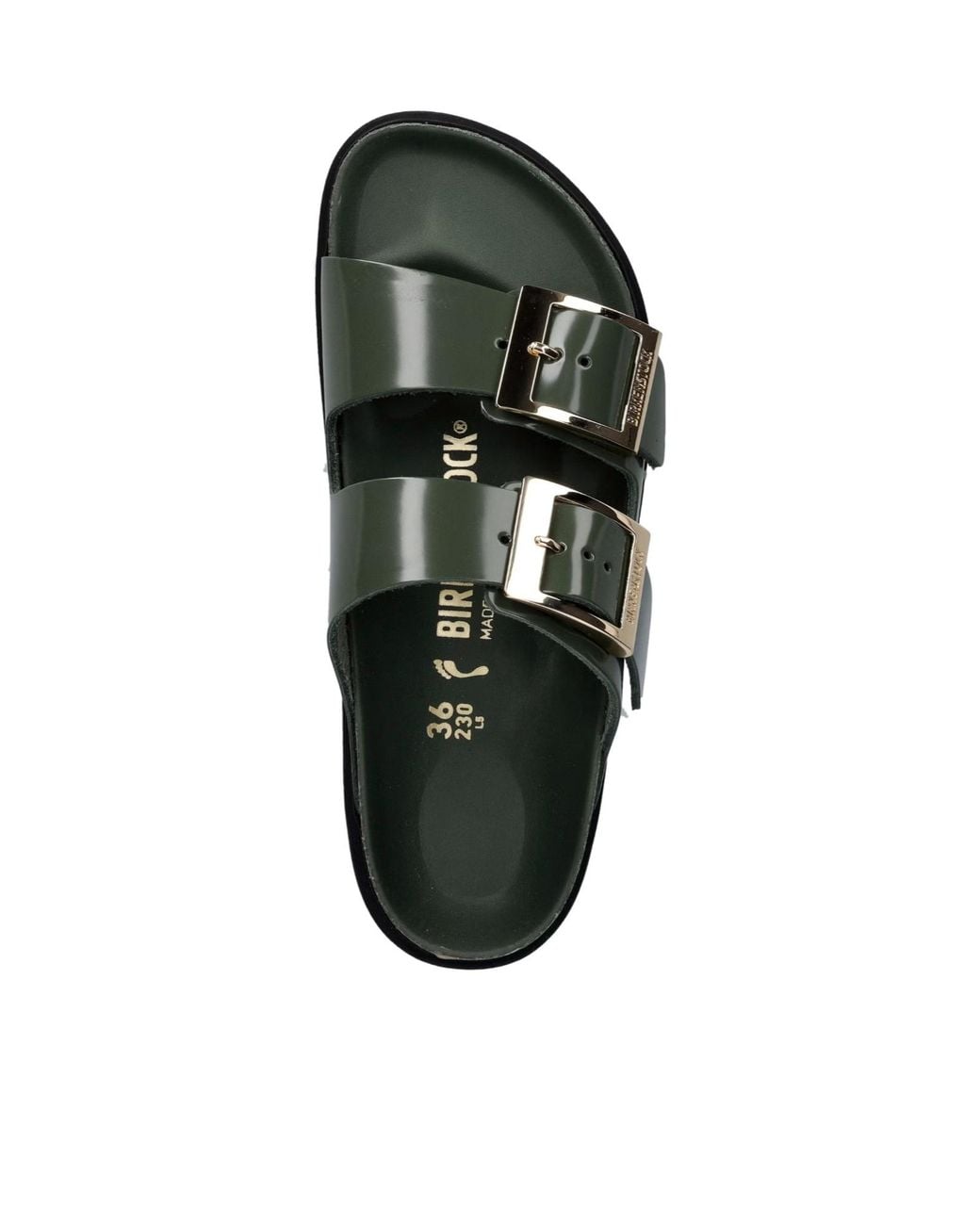 Birkenstock Green High Shine Buckle Flat Sandals