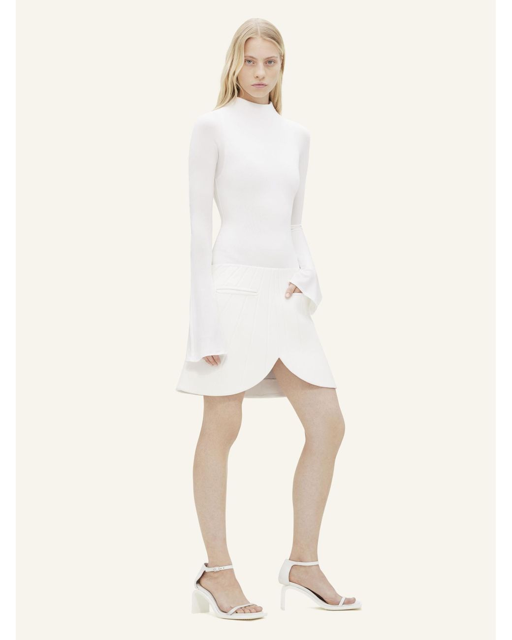 Courreges Natural High-Neck Jersey Jumpsuit