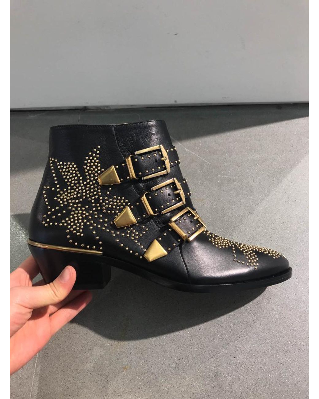 Chloé Black Chloé Susanna Embellished Buckled Boots