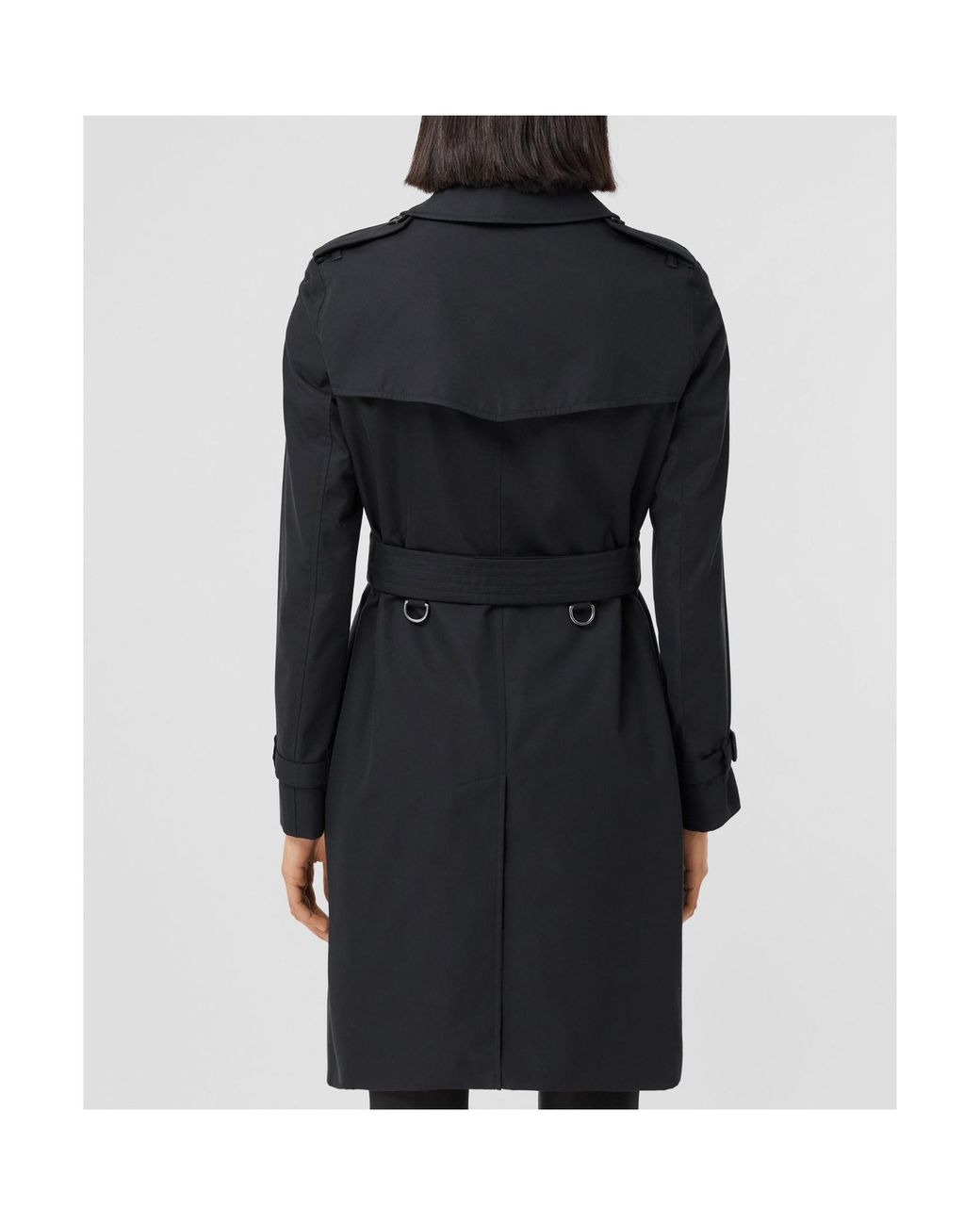 Burberry Black Kensington Heritage Double Breasted Coat