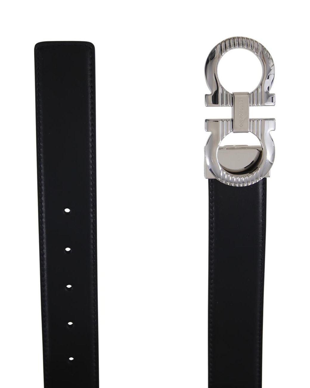 Ferragamo White Ferragamo Gancini Buckle Reversible Belt for men