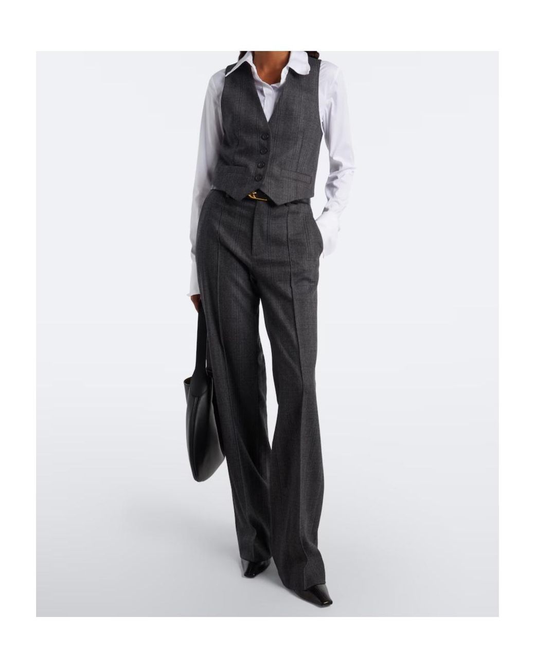 Nili Lotan Gray Etoile Wide-Leg Casual Trousers
