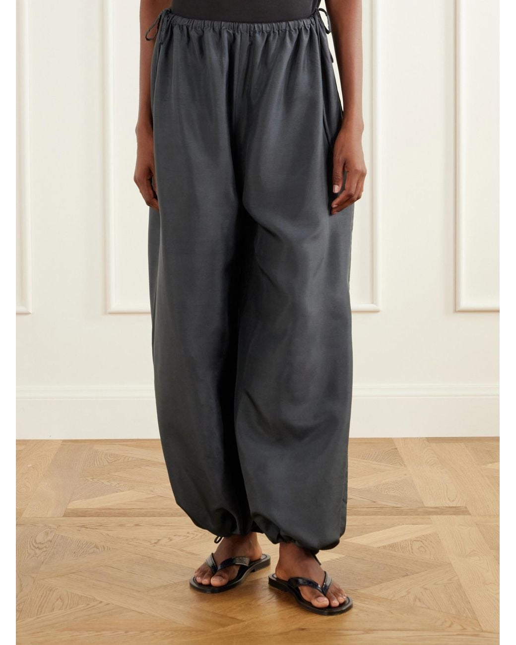 St. Agni Gray Silk Balloon Trousers