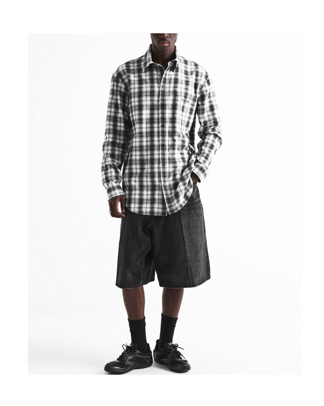 Balenciaga Blue Plaid Longsleeve Shirt for men