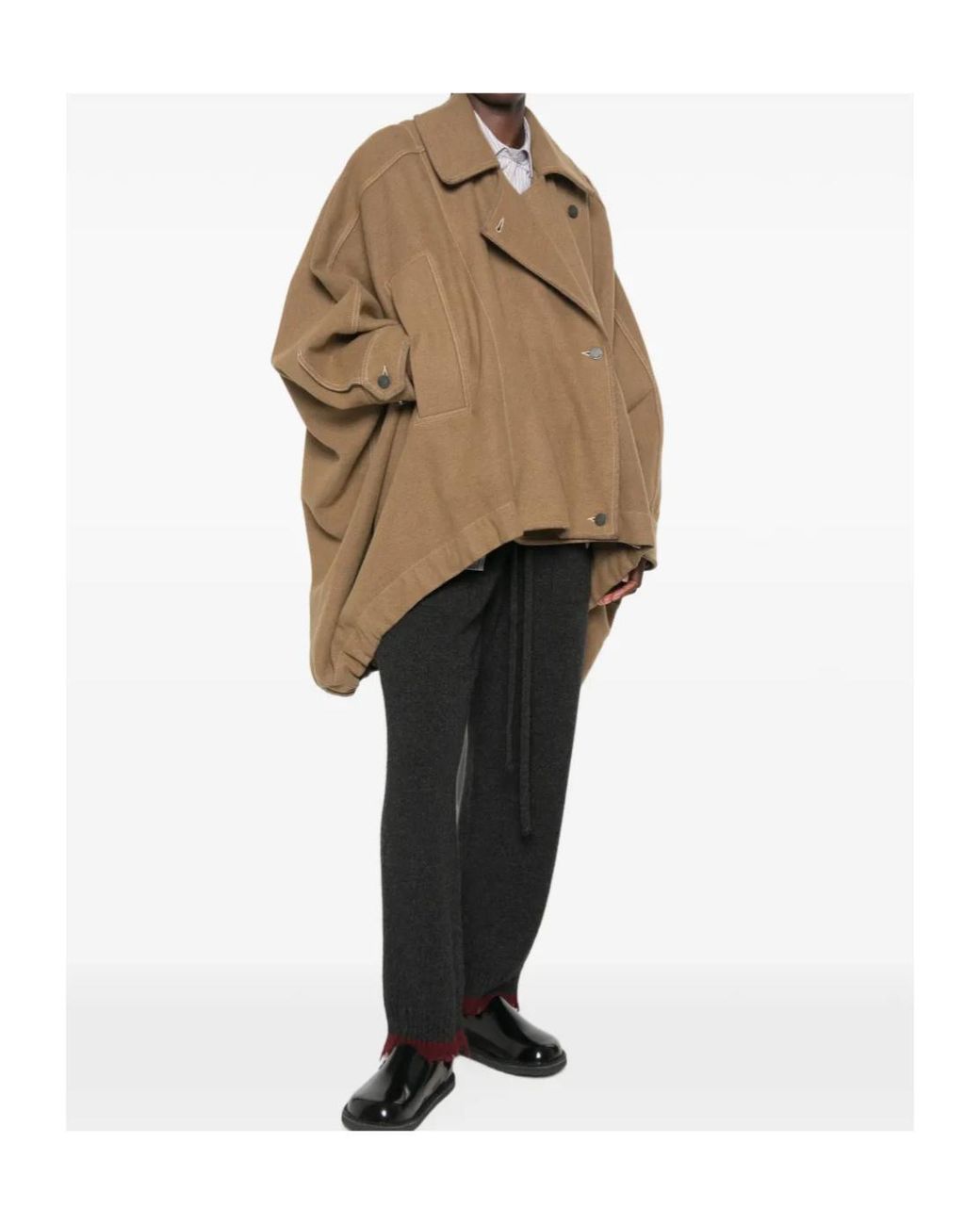 Uma Wang Brown Long-Sleeved Oversized Coat
