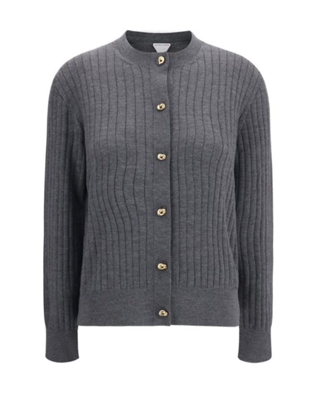 Bottega Veneta Gray Ribbed Cardigan