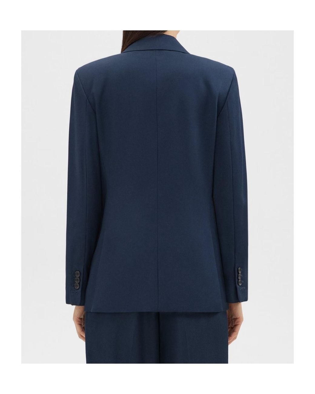 Theory Blue Double-Breasted Straight Hem Blazer