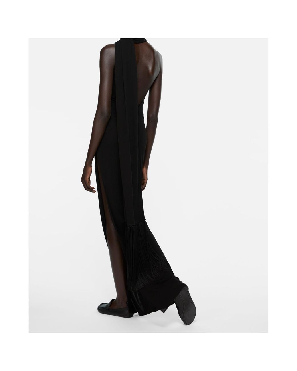 Acne Black Draped Satin Dress