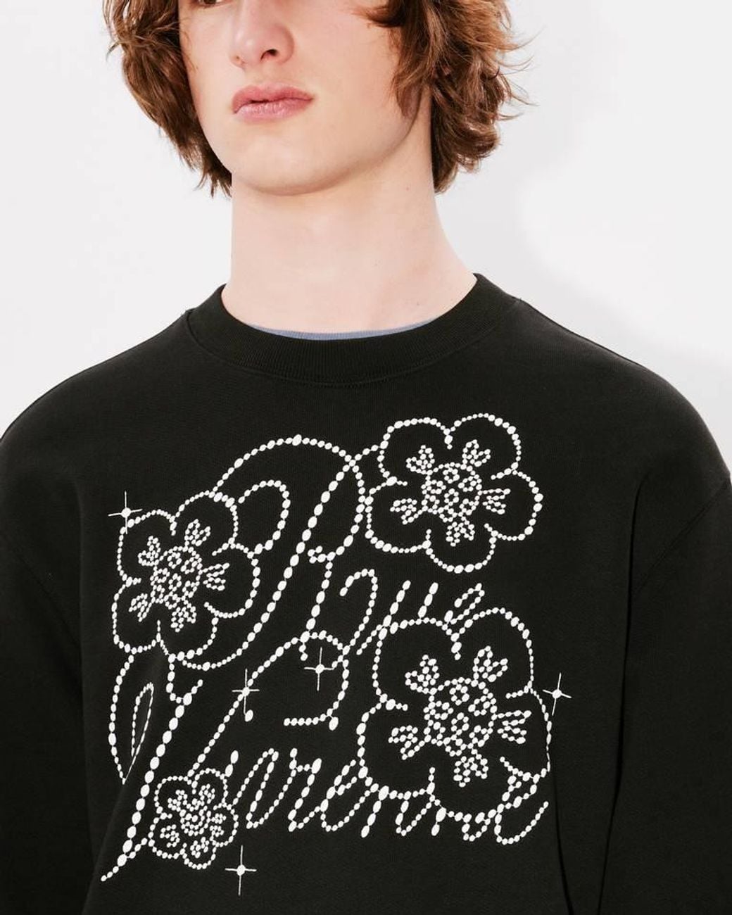 KENZO Blue Logo-Embroidered Crewneck Sweatshirt for men