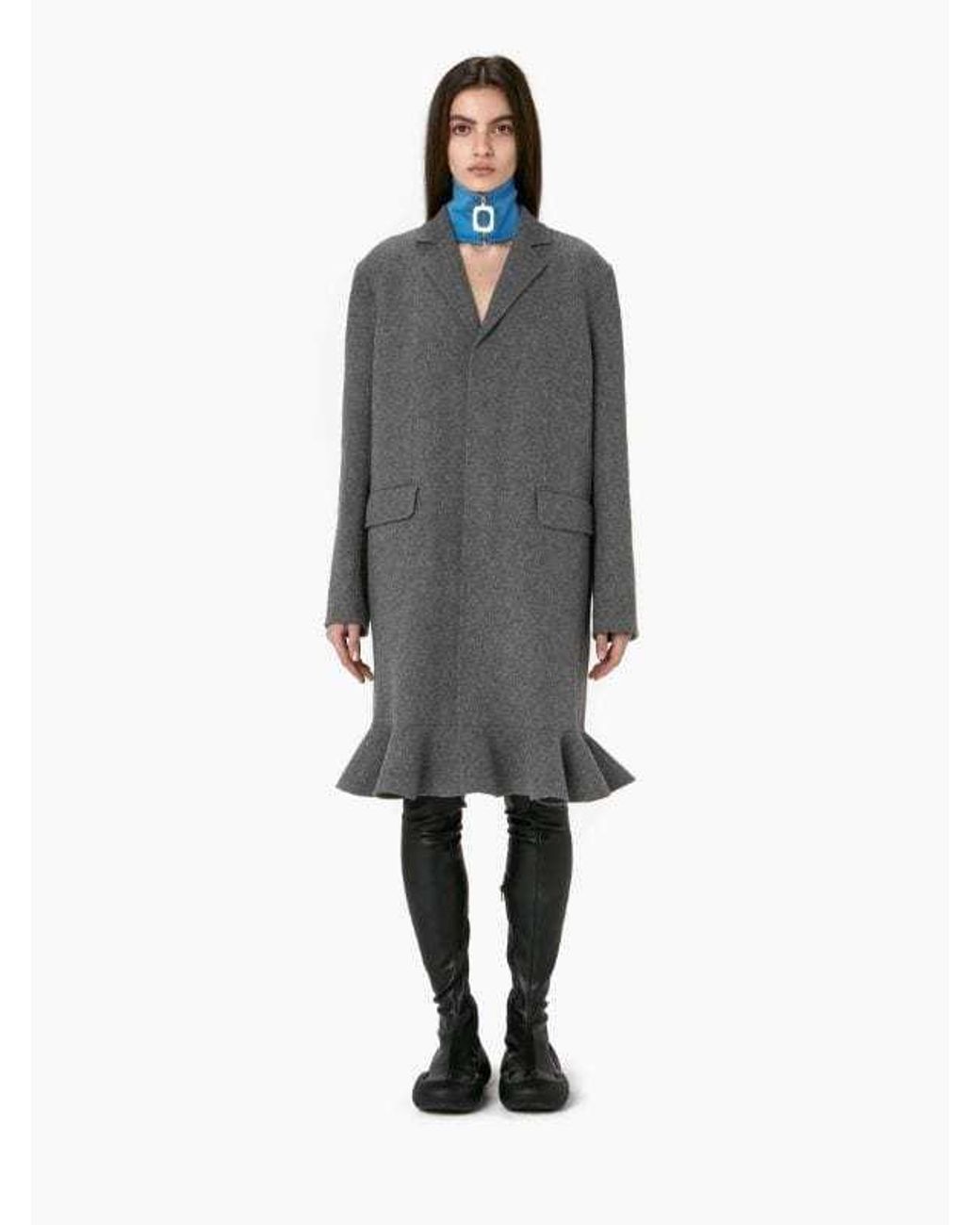 J.W. Anderson Gray Jw Anderson Ruffled Hem Coat