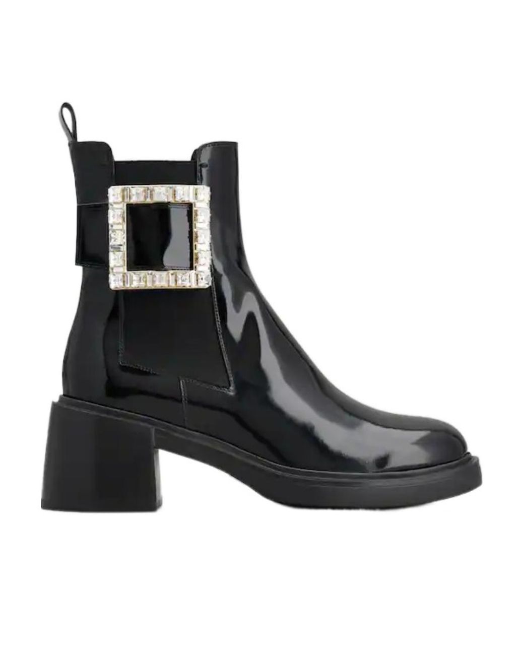 Roger Vivier Black Viv' Rangers Strass Buckle Chelsea Ankle Boots