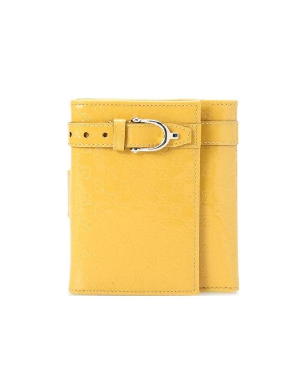 Gucci Yellow Double Folded Embossed Purse
