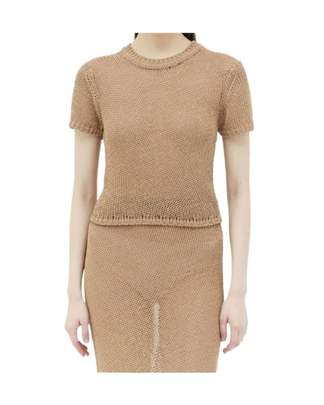 AYA MUSE Natural Atele Knitted Crewneck T-Shirt