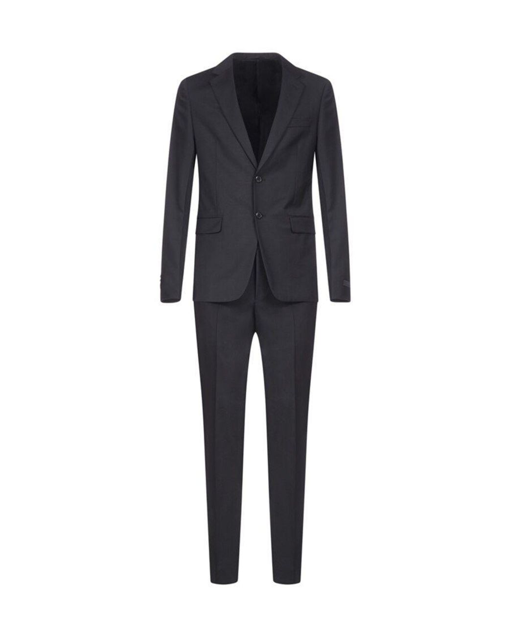 Prada Blue Single-Breasted Wool And Mohair Suit for men