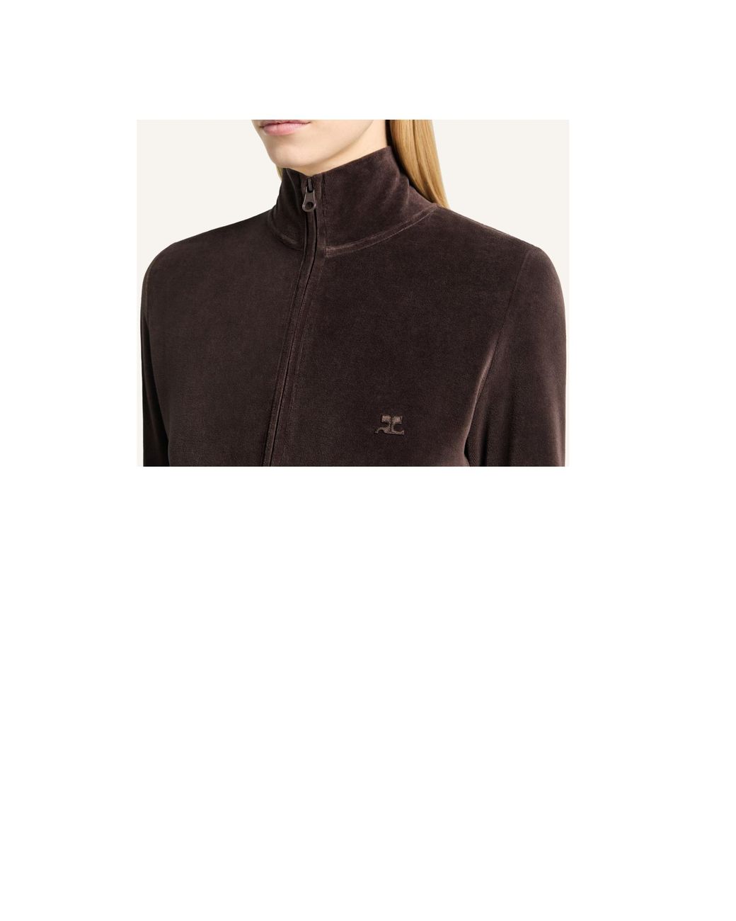 Courreges Black Velvet Zip-Up Track Jacket
