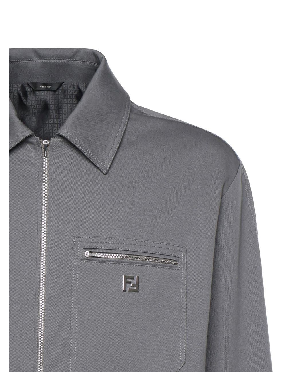 Fendi Gray Ff Logo Plaque Zip-Up Blouson for men