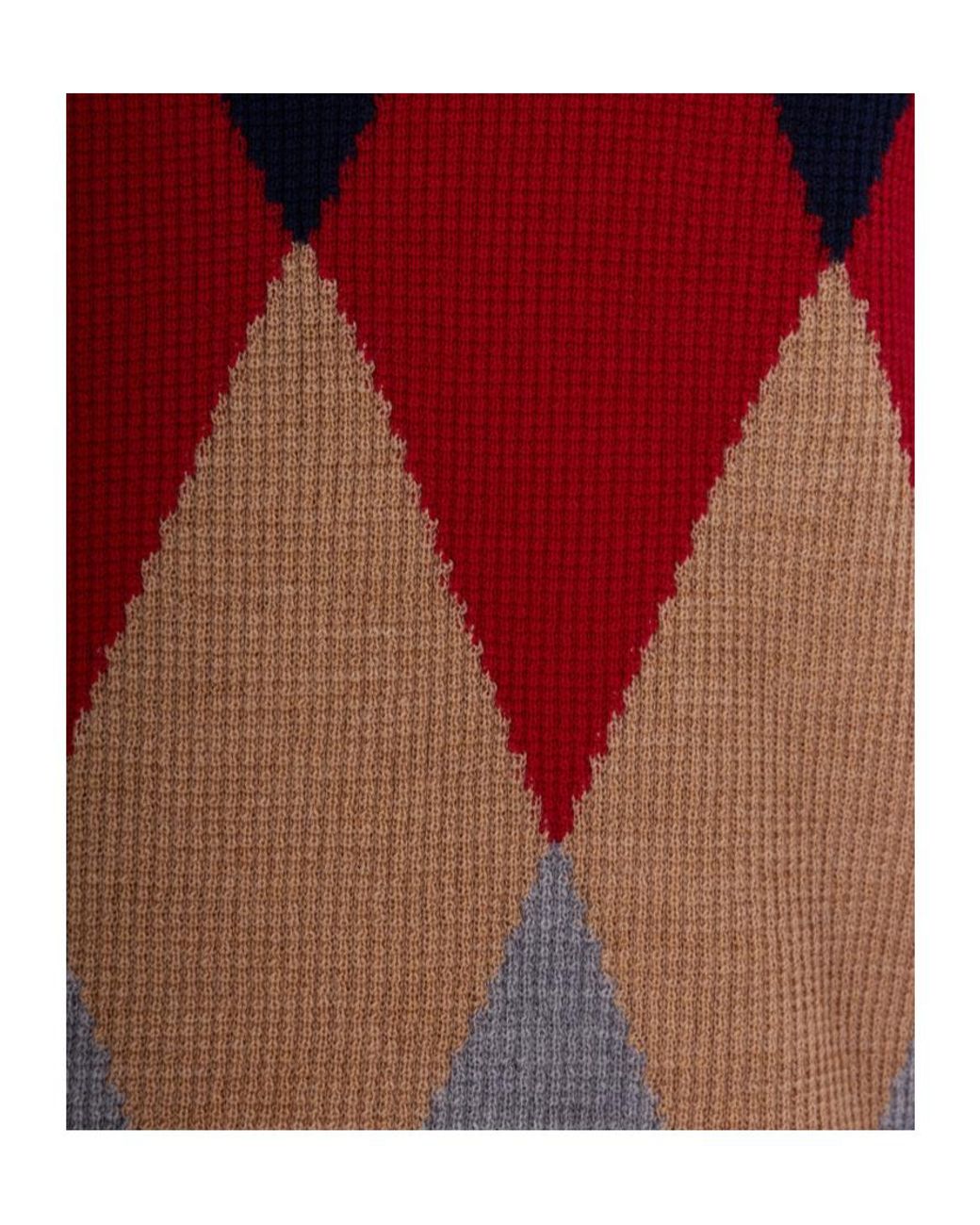 Ballantyne Blue Long-Sleeve Diamond-Intarsia Sweater for men