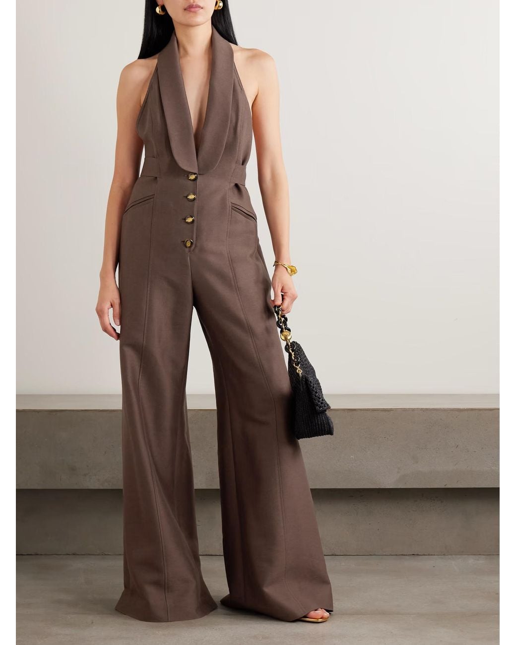 Zimmermann Brown Alchemy Tuxedo Jumpsuit