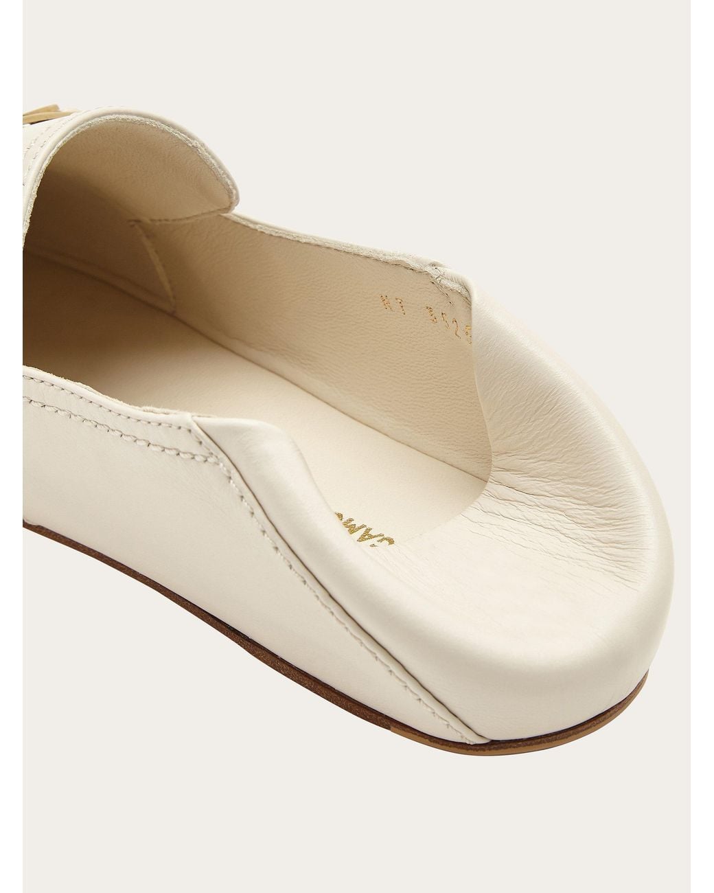 Ferragamo White Round Head Loafer Shoes