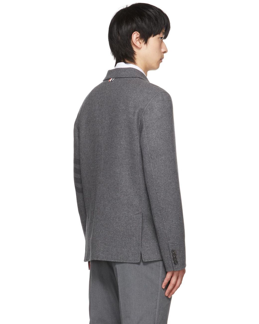 Thom Browne Gray Wool Button-Fastening Shirt-Jacket for men