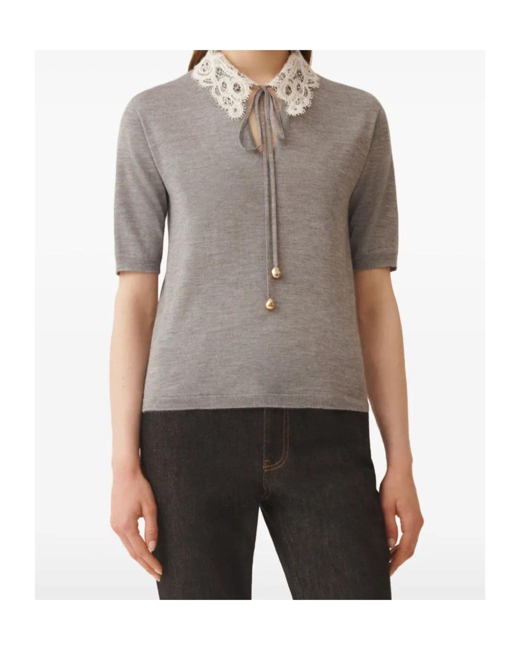 Fabiana Filippi Gray Short-Sleeved T-Shirt