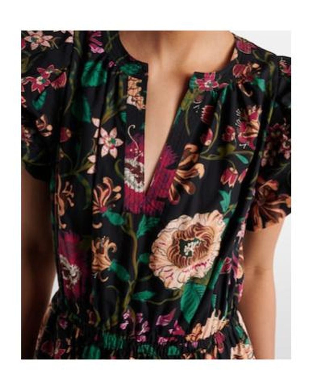 Ulla Johnson Black Marin Floral Cotton Poplin Midi Dress