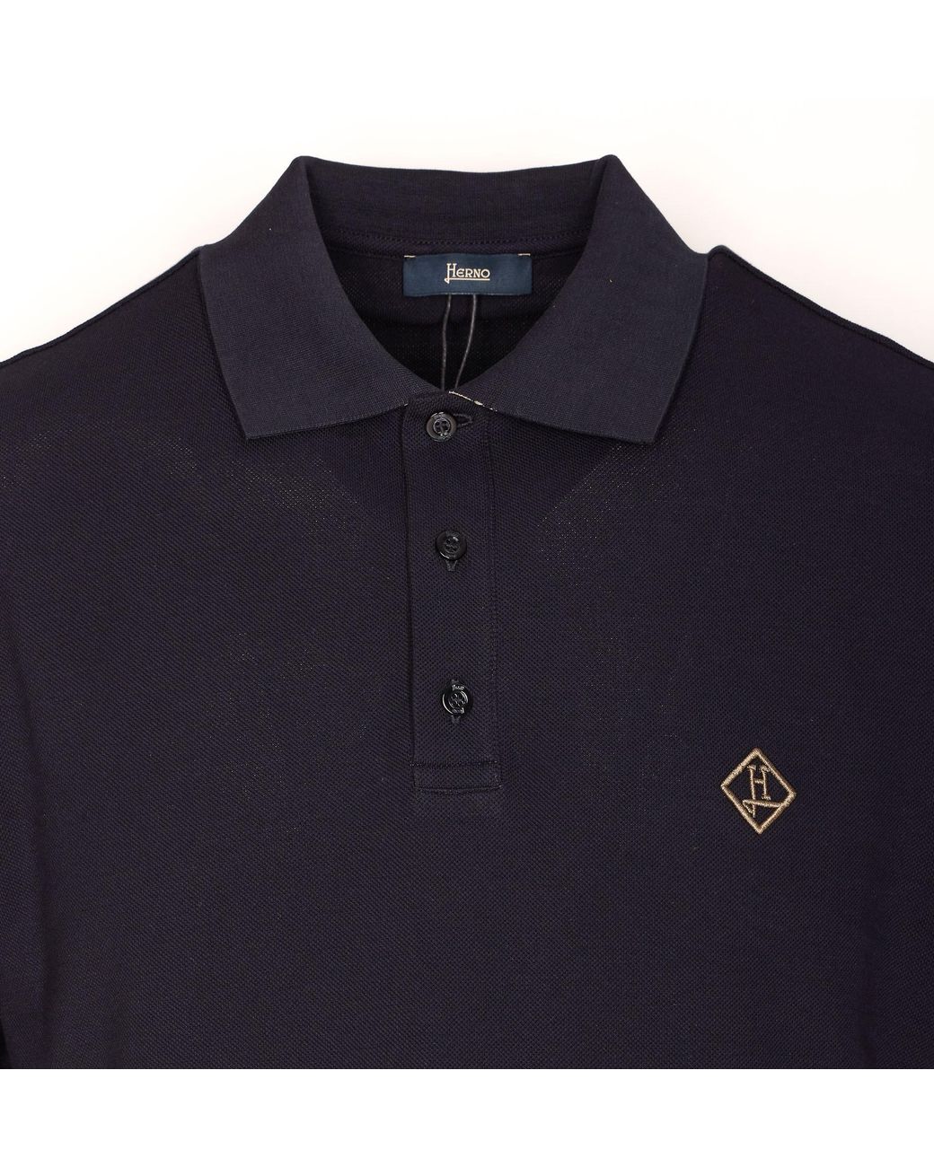 Herno Blue Logo Embroidered Basic Polo Shirt for men