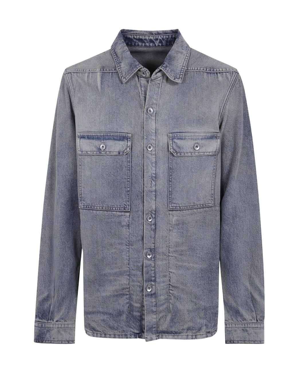 Rick Owens Blue Long-Sleeved Shirt for men