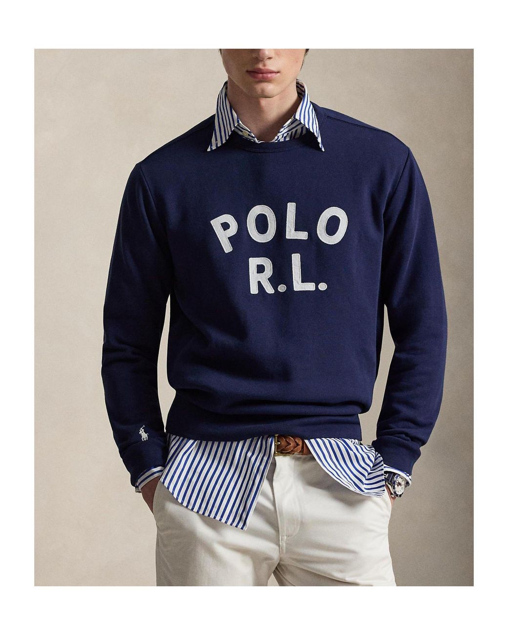 Polo Ralph Lauren Blue Minimalist Long-Sleeve Casual Sweatshirt for men