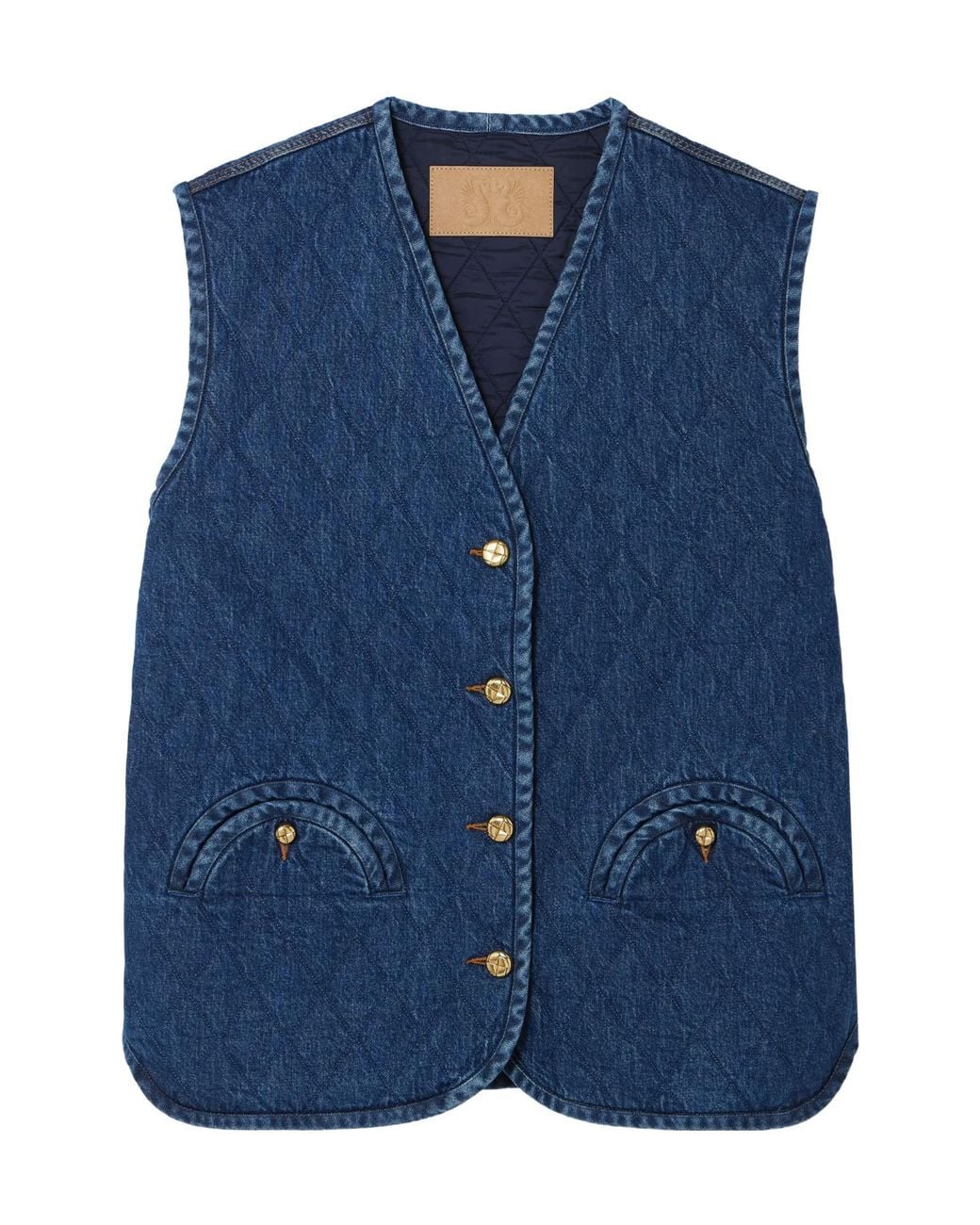 Blazé Milano Blue Suffolk Padded Quilted Denim Vest