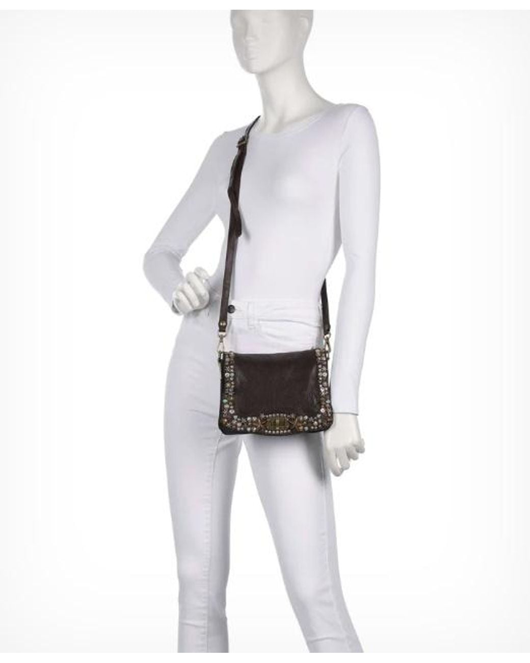 Campomaggi Black Studded Crossbody Shoulder Bag
