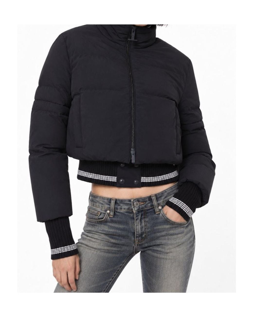 Thom Browne Blue Cropped Zip-Front Down Jacket