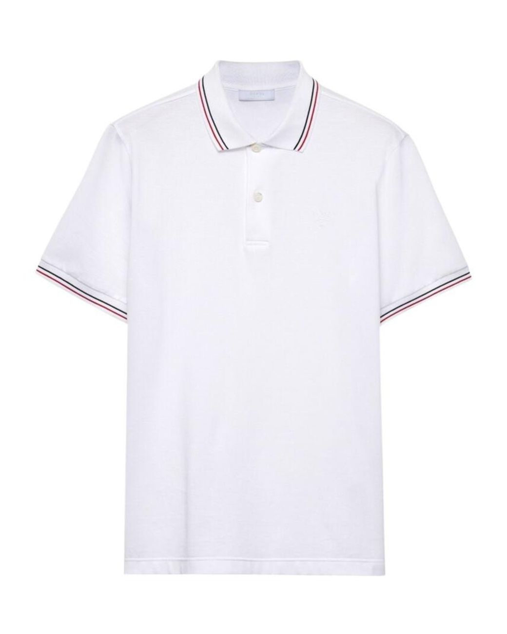Prada White Logo Detailed Short Sleeved Polo Shirt for men