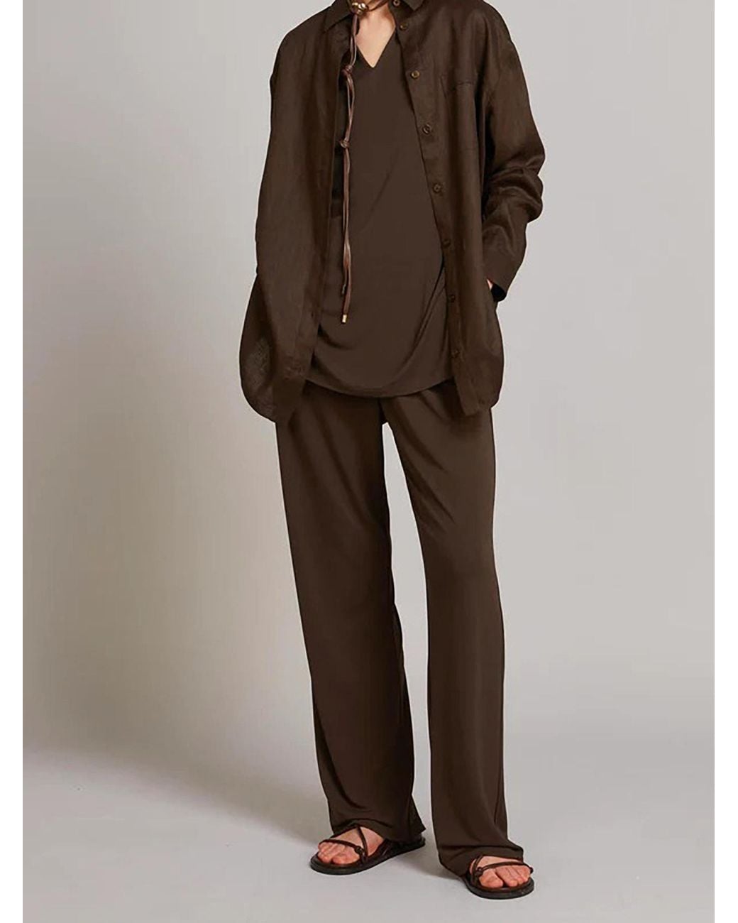 Max Mara Brown Elastic Waist Casual Pants