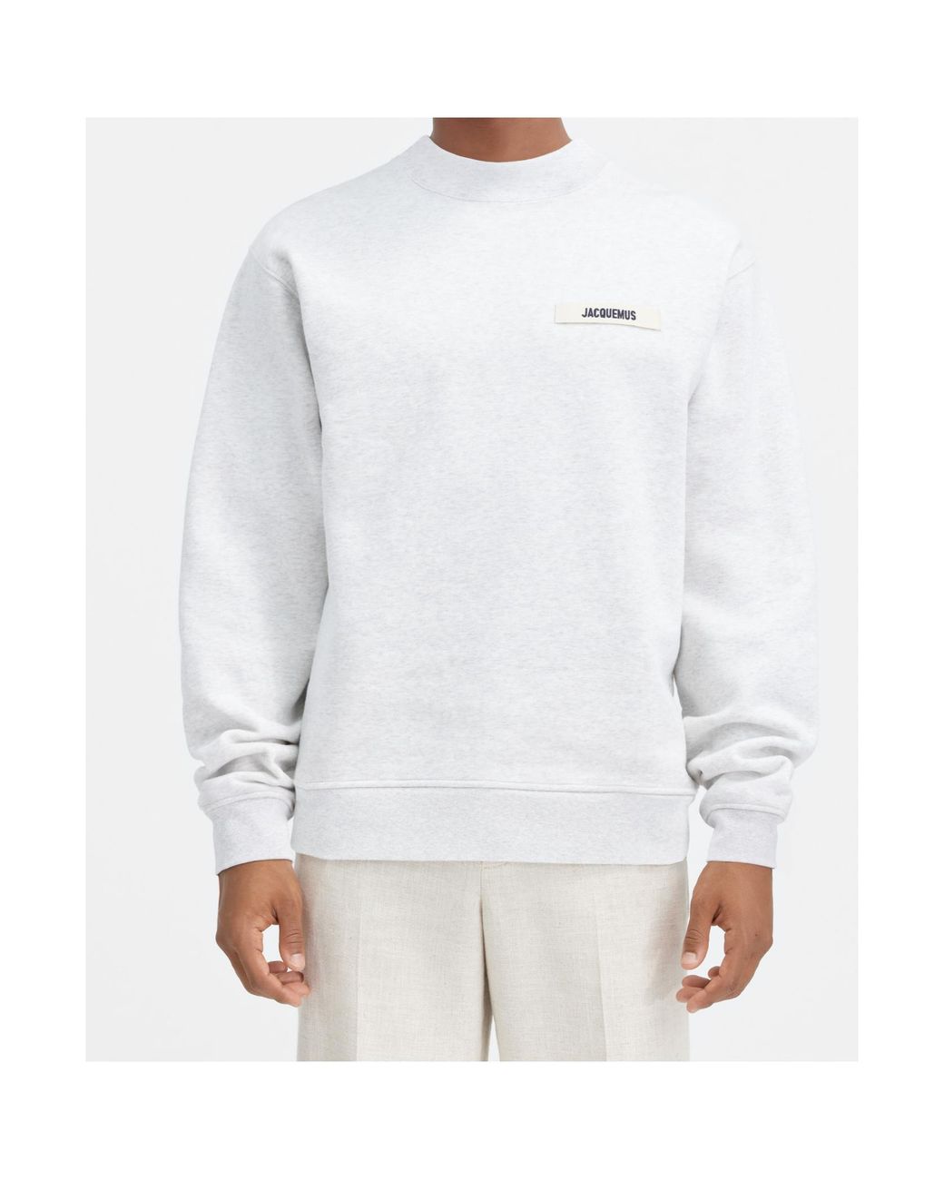 Jacquemus White Logo Patch Crewneck Sweatshirt for men