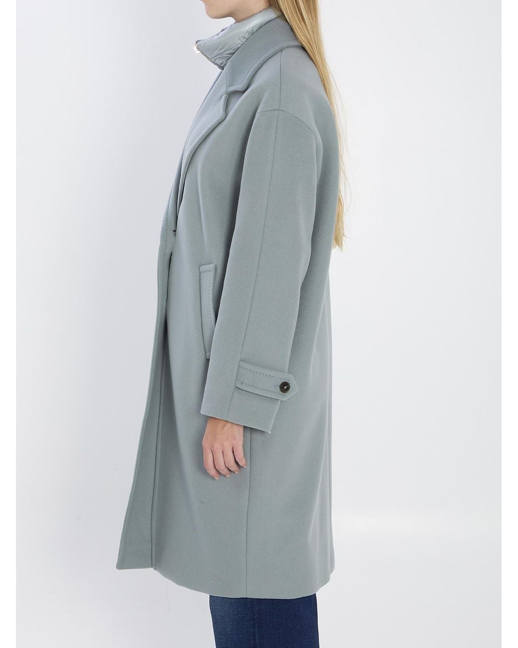 Herno Blue Single Breasted Padded Coat