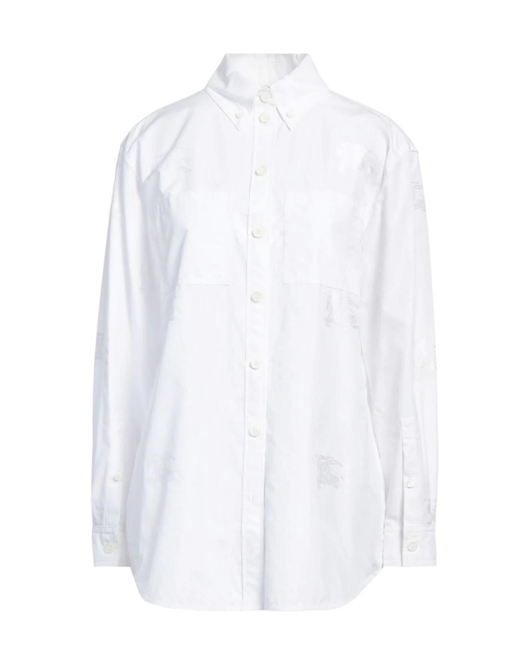 Burberry White Minimalist Solid-Color Long-Sleeve Shirt