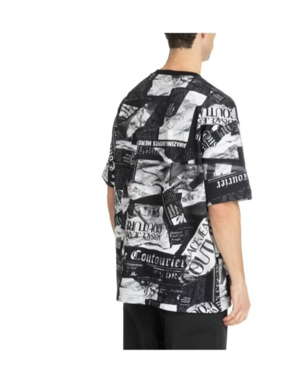 Versace Jeans Blue Newspaper-Print T-Shirt for men